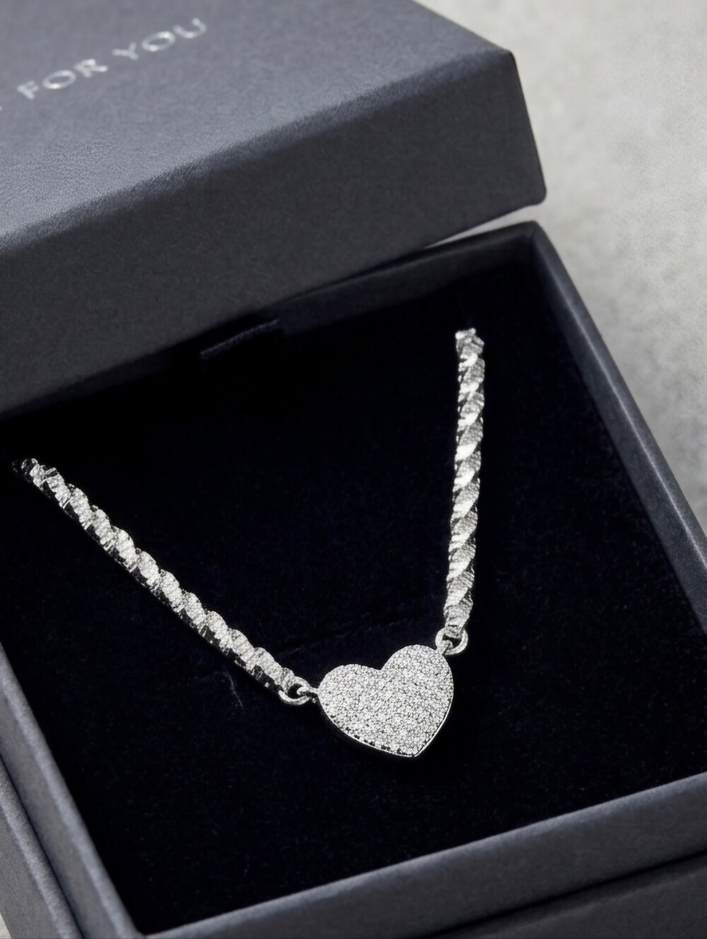 Dazzling Silver Heart Necklace